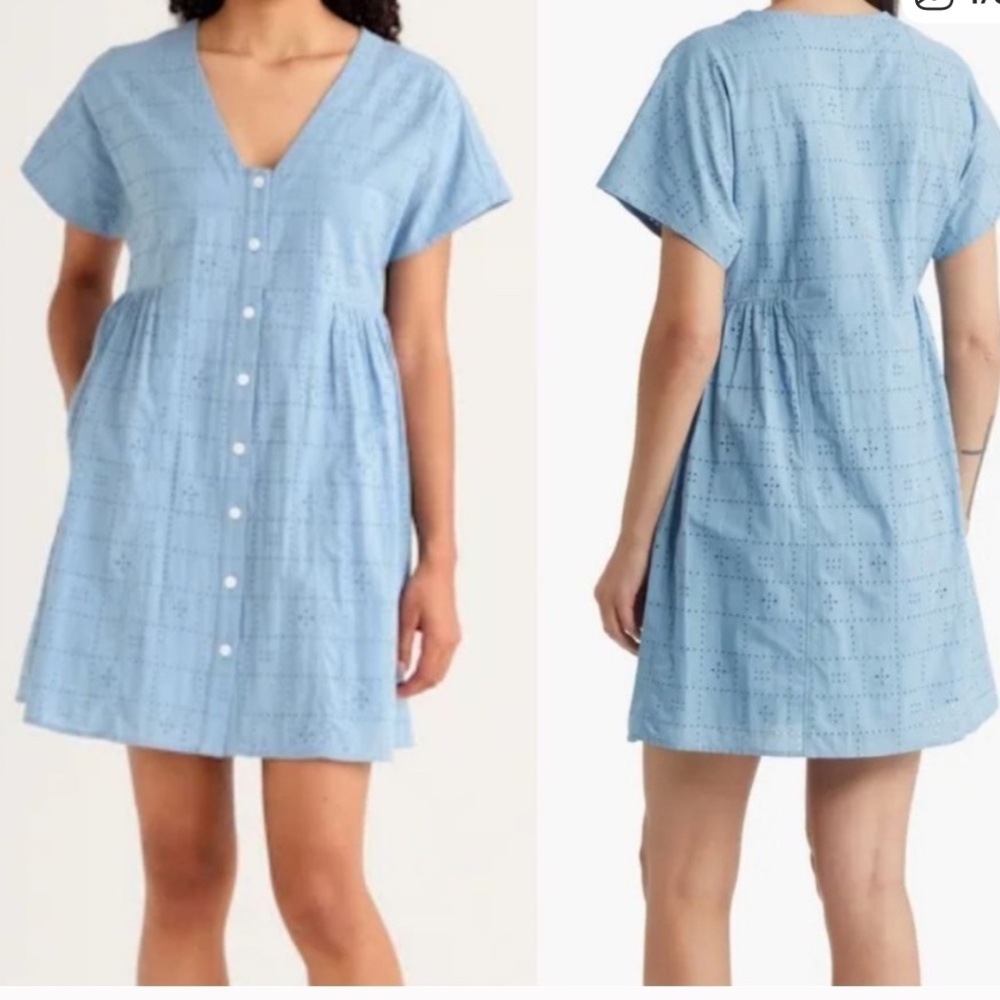 Madewell Eyelet V-Neck Cotton Mini Dress XXL - Picture 4 of 4